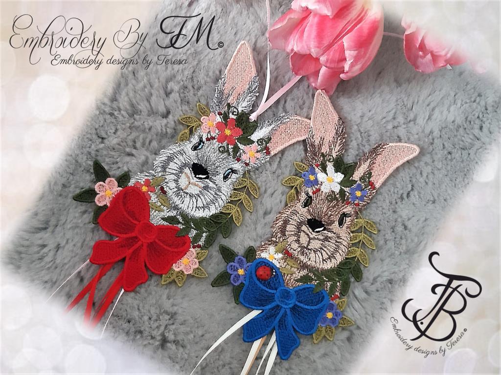 Easter rabbit with flowers / 5x7 hoop