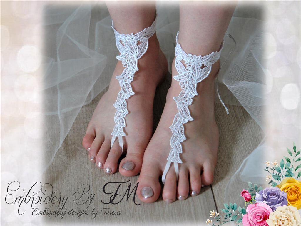 Barefoot sandal  ( wedding ) FSL/7x12 hoop