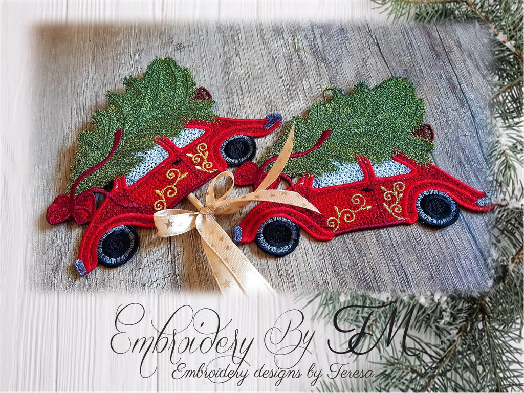 Car and christmas tree/ two sizes
