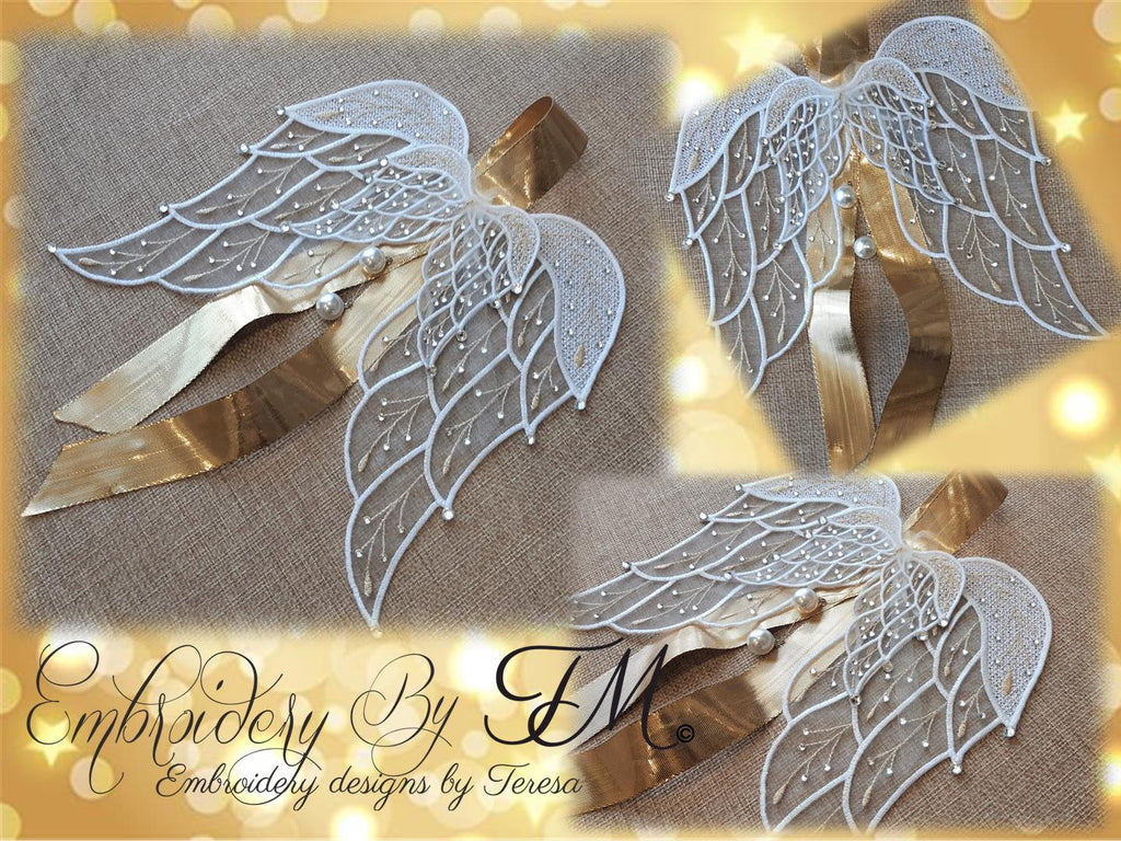 Angel Wings / Combination of felt and lace or lace and organza  /four sizes
