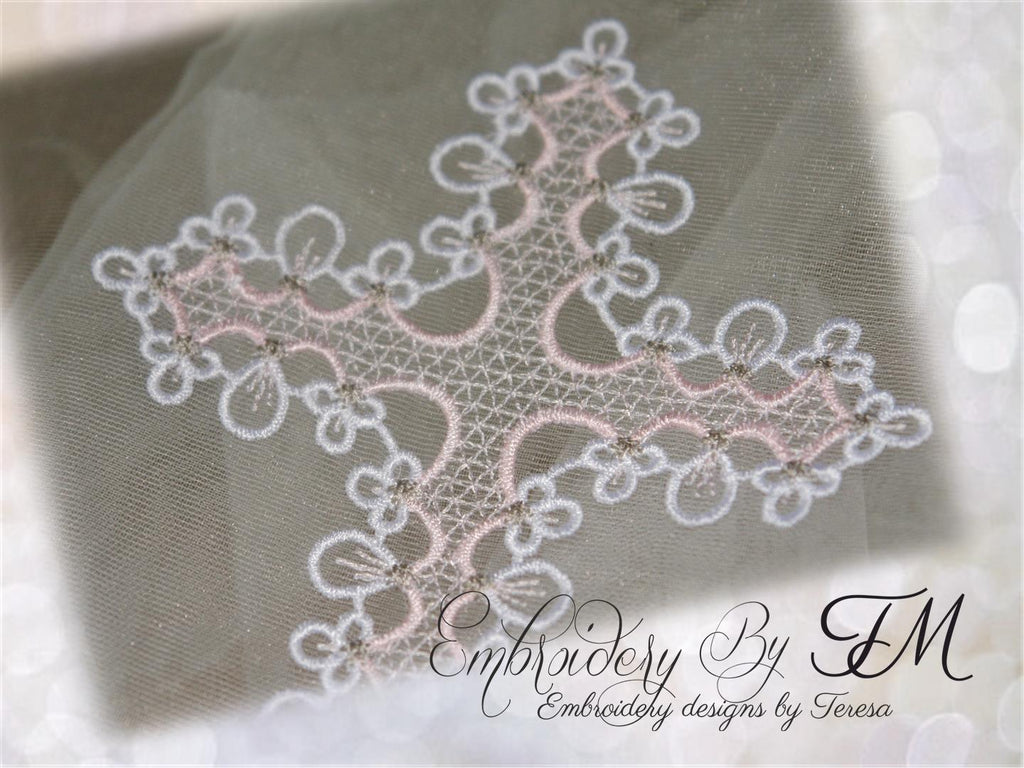 Cross designed for embroidery on tulle / two sizes
