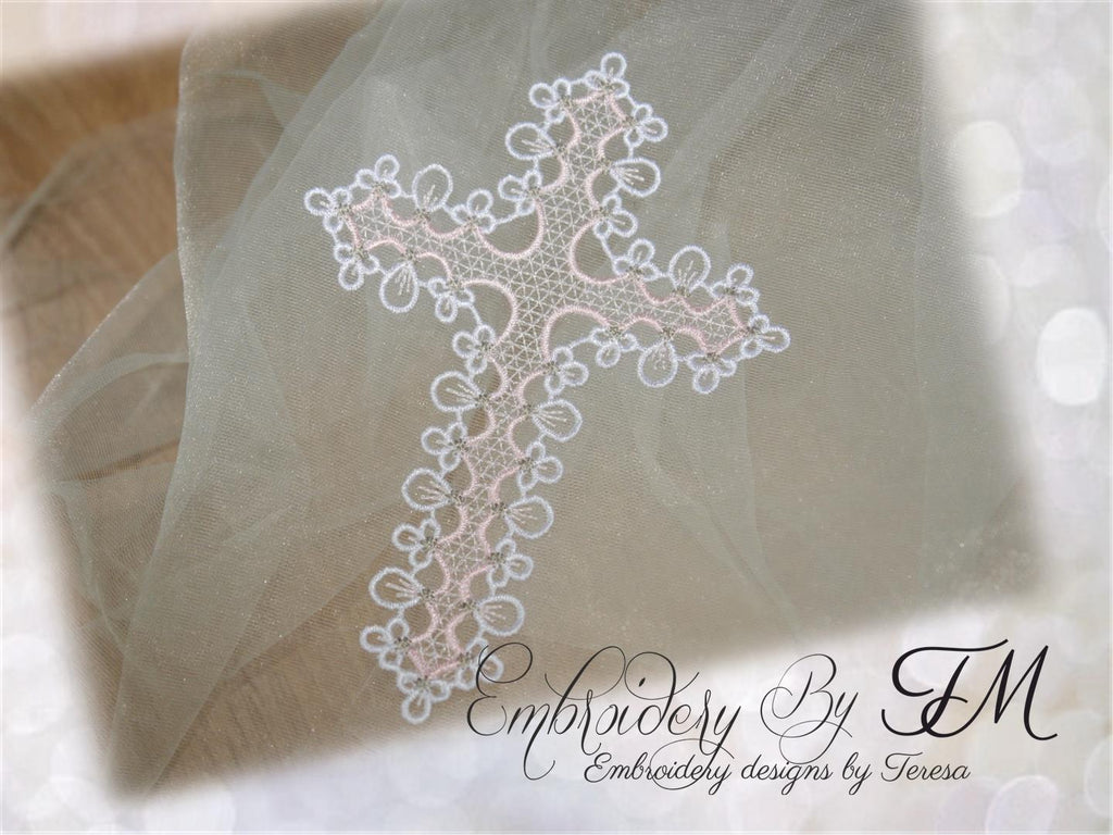 Cross designed for embroidery on tulle / two sizes